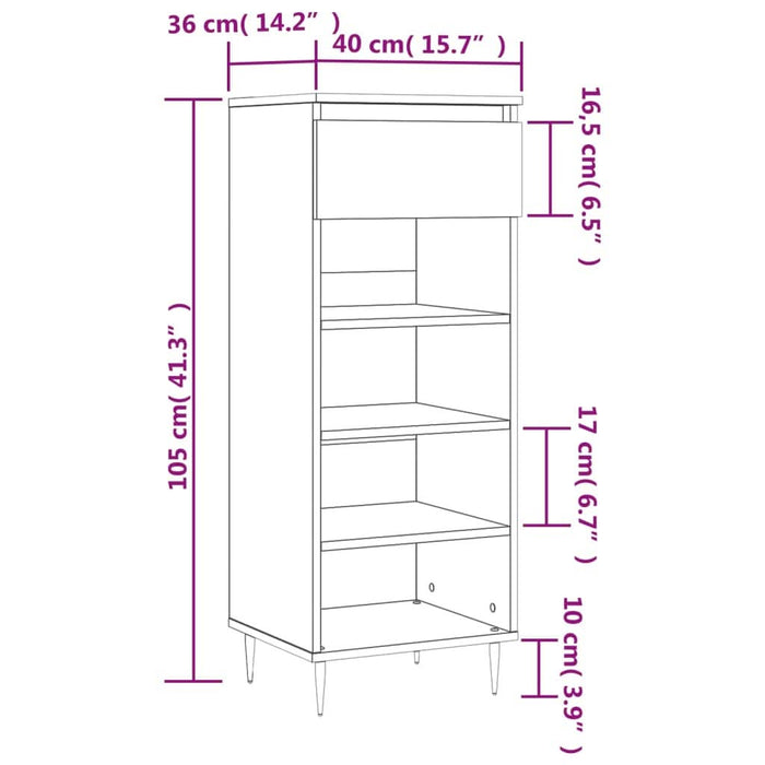 Pantofar, gri beton, 40x36x105 cm, lemn prelucrat - WALTI WALTI