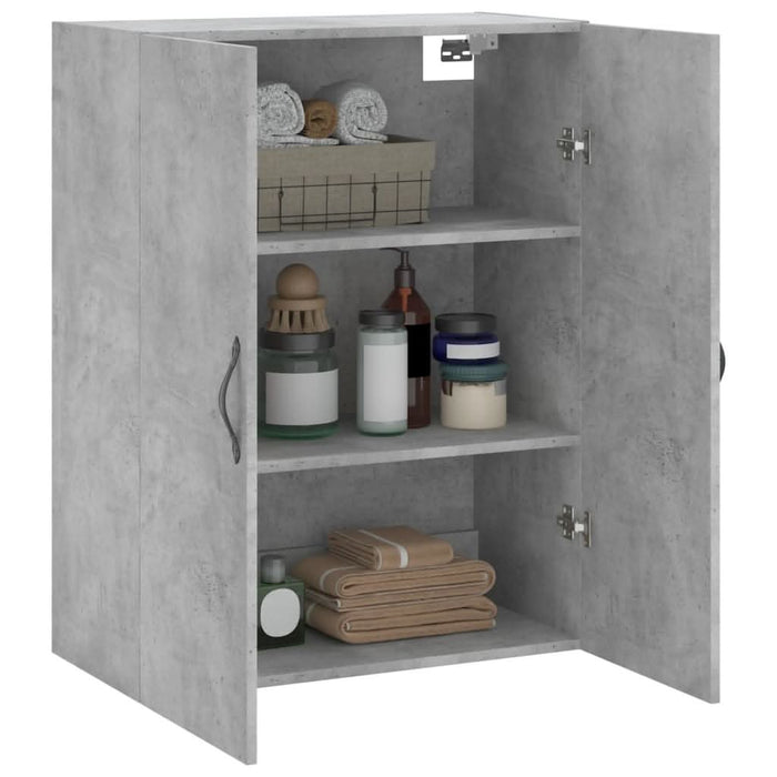 Dulap pe perete, gri beton, 69,5x34x90 cm, lemn prelucrat - WALTI WALTI