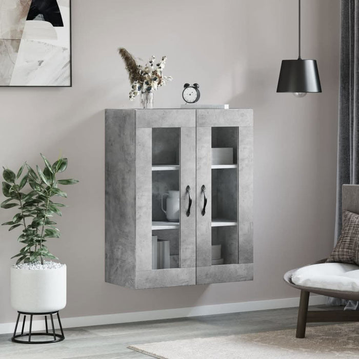 Dulap pe perete, gri beton, 69,5x34x90 cm, lemn prelucrat - WALTI WALTI