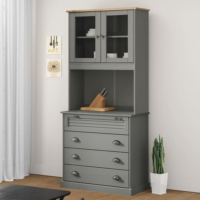 Dulap înalt VIGO, gri, 80x40x176 cm, lemn masiv de pin WALTI