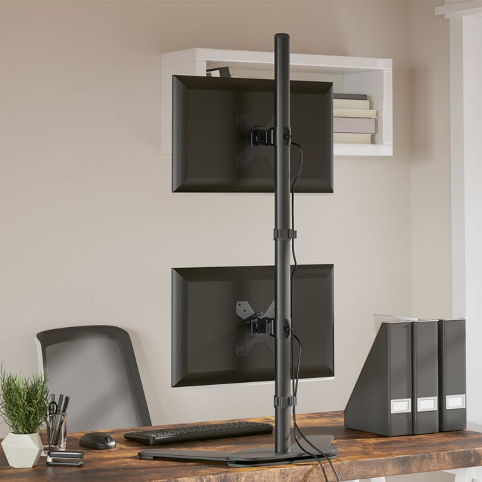 Suport de perete pentru monitor dublu VESA 75/100 mm negru oțel - WALTI WALTI