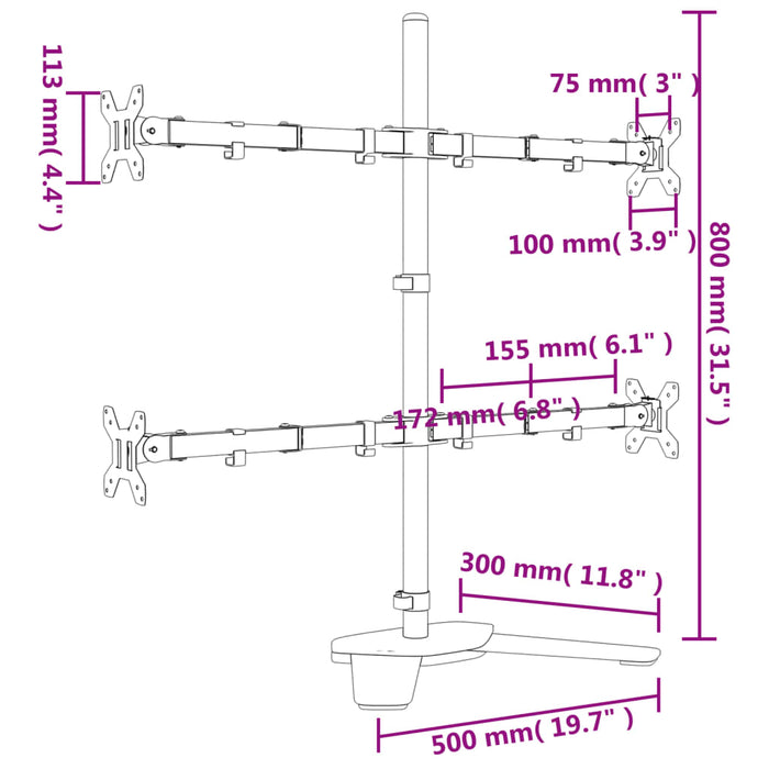Suport de perete pentru monitor VESA 75/100 mm, negru, oțel - WALTI WALTI