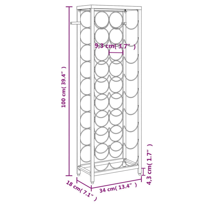 Suport sticle vin 27 de sticle, negru 34x18x100 cm fier forjat - WALTI WALTI