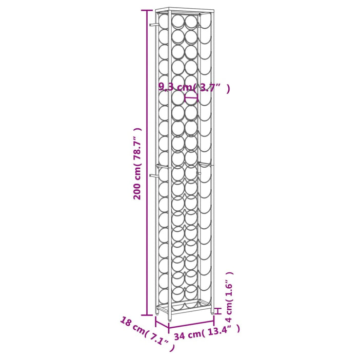 Suport sticle vin 57 de sticle, negru 34x18x200 cm fier forjat - WALTI WALTI