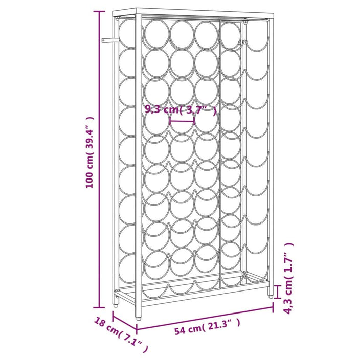 Suport sticle vin, 45 de sticle negru 54x18x100 cm fier forjat - WALTI WALTI