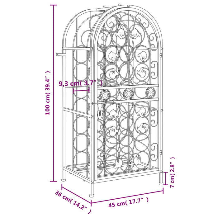Suport sticle vin 33 de sticle, negru 45x36x100 cm fier forjat - WALTI WALTI