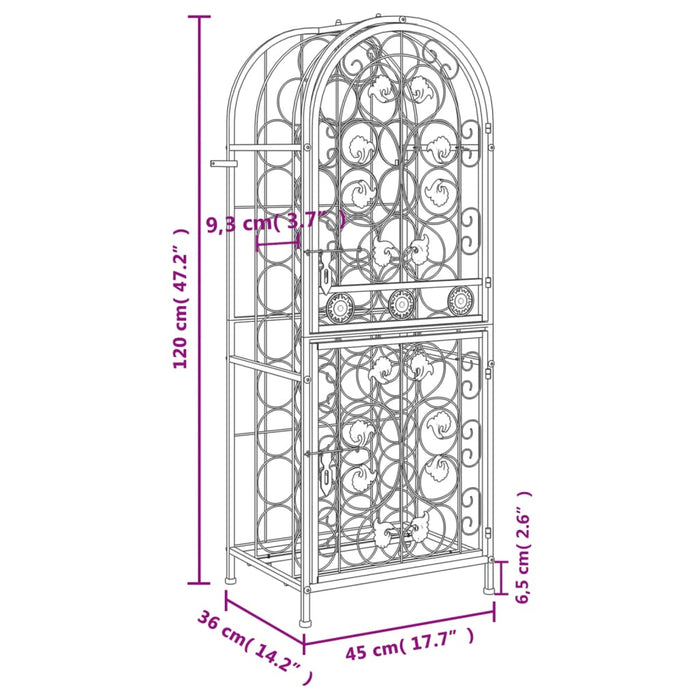Suport sticle vin 41 de sticle, negru 45x36x120 cm fier forjat - WALTI WALTI