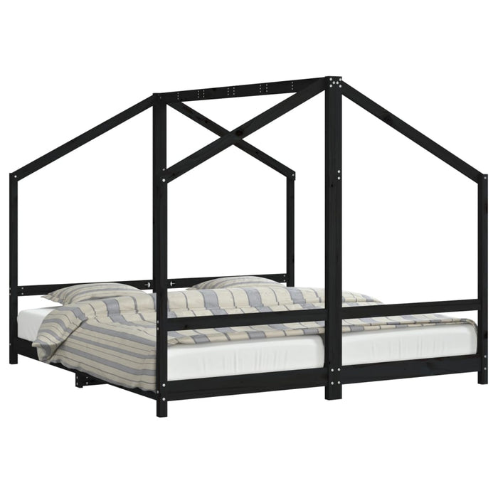 Cadru de pat pentru copii negru 2x(90x190) cm lemn masiv de pin - WALTI WALTI
