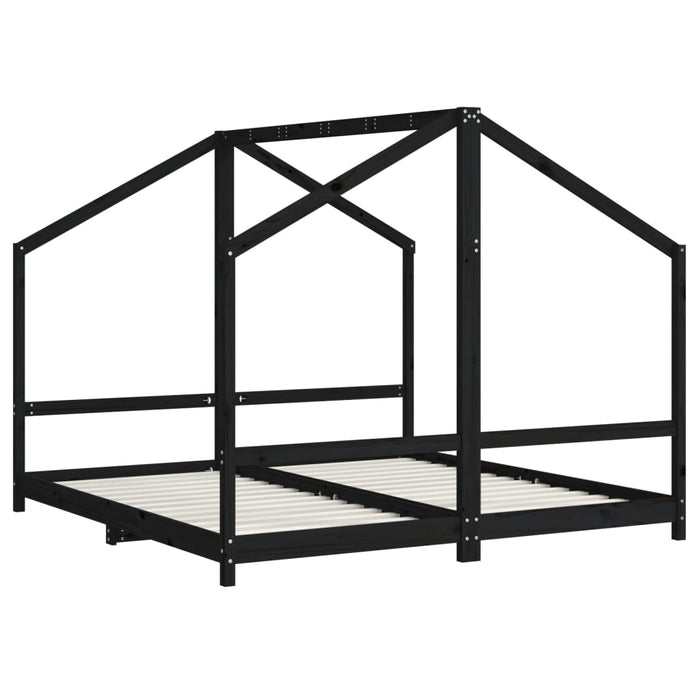 Cadru de pat pentru copii negru 2x(90x190) cm lemn masiv de pin - WALTI WALTI