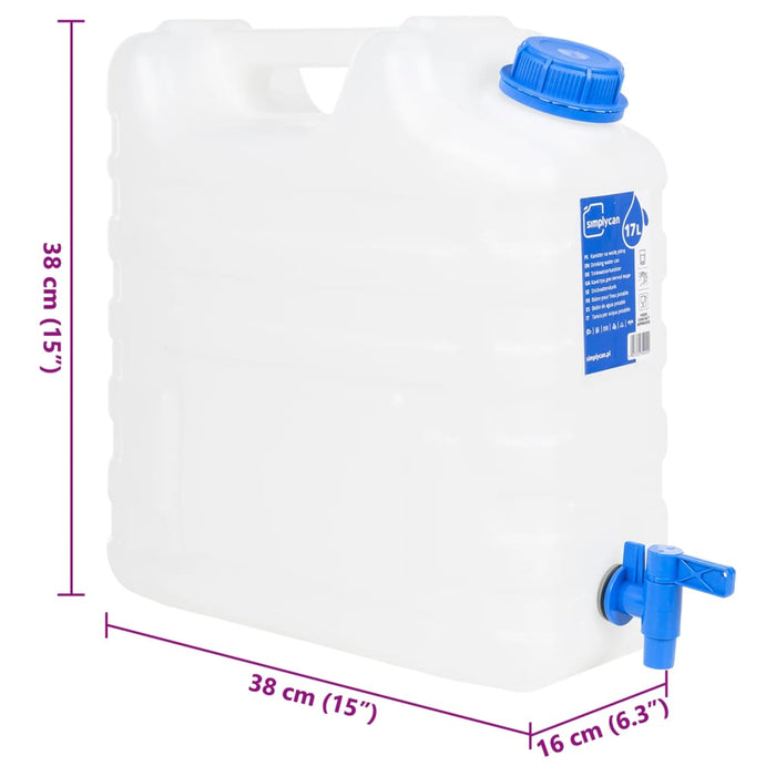 Recipient de apă cu robinet, transparent, 15 L, plastic WALTI