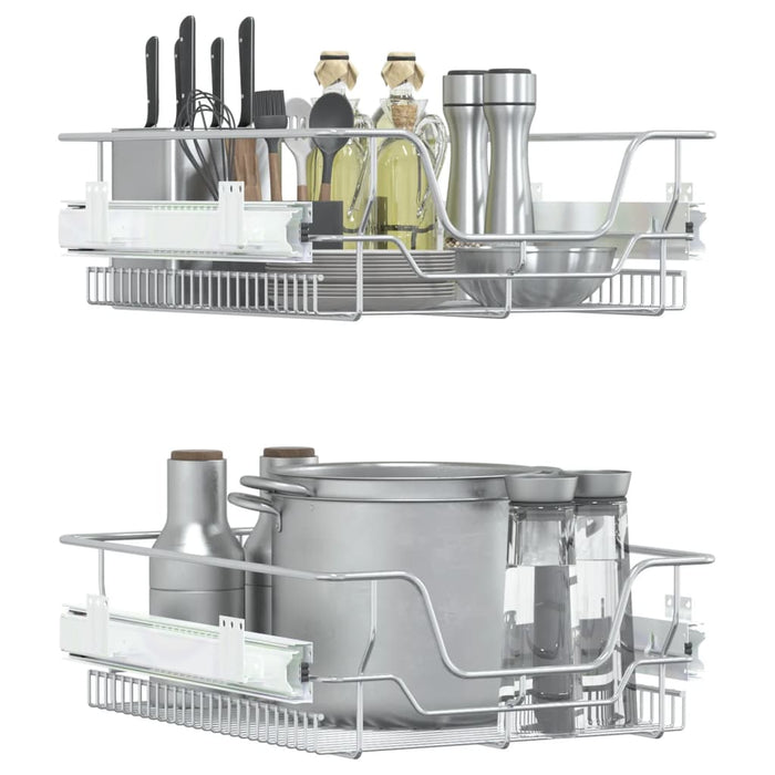 Coșuri retractabile din sârmă, 2 buc., argintiu, 45 cm - WALTI WALTI