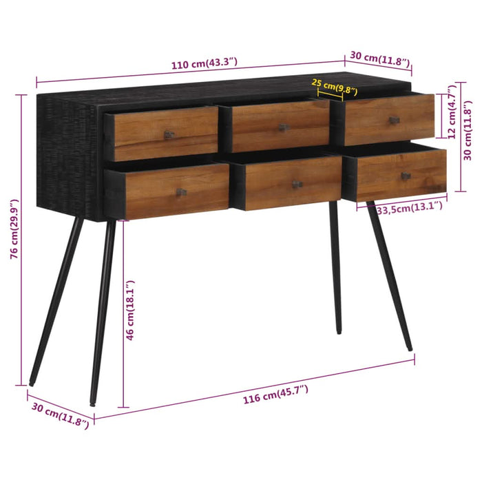 Masă consolă cu sertare, 116x30x76 cm, lemn masiv tec reciclat - WALTI WALTI