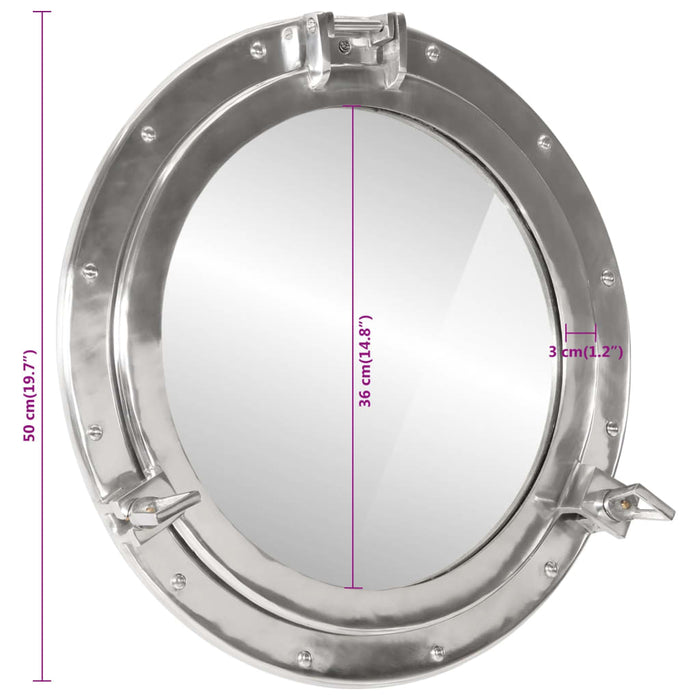 Oglindă hubloul de pus pe perete Ø50 cm-Aluminiu și Sticlă - WALTI WALTI