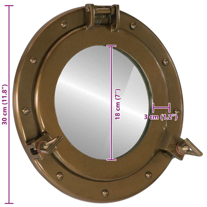 Oglindă hublou de perete Ø30 cm-aluminiu și sticlă - WALTI WALTI