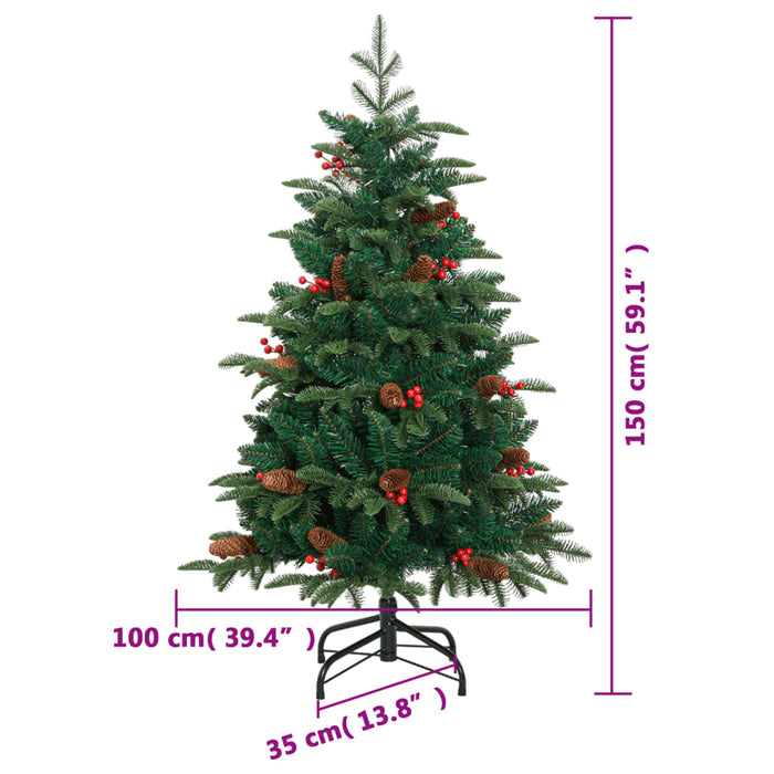 Pom Crăciun artificial cu balamale, conuri, fructe roșii 150 cm - WALTI WALTI