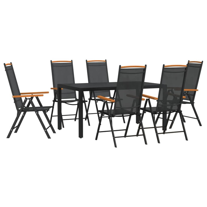 Set mobilier pentru grădină, 7 piese, negru, aluminiu - WALTI WALTI