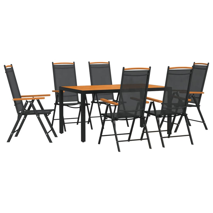 Set mobilier pentru grădină, 7 piese, negru și maro, aluminiu WALTI