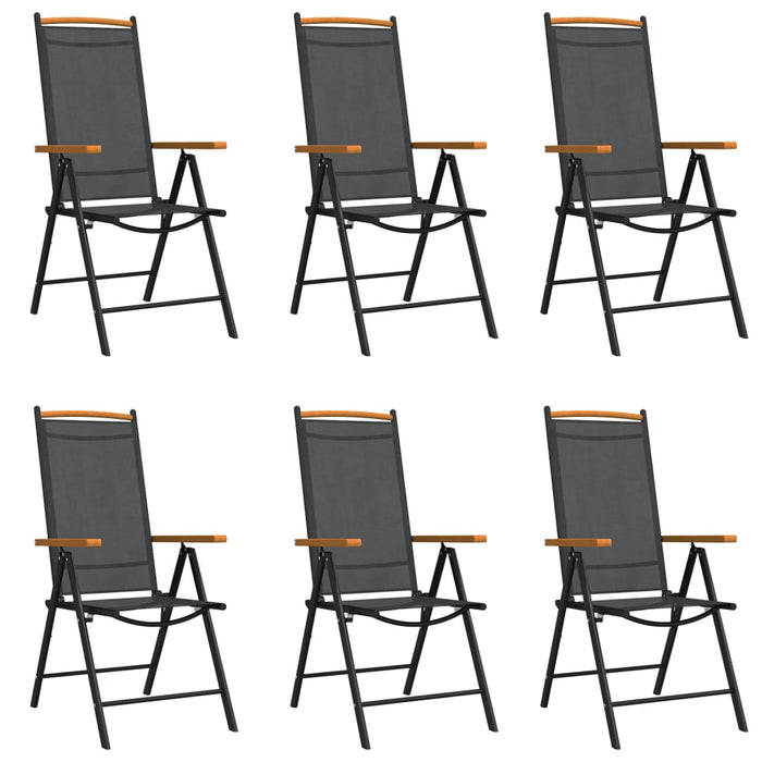 Set mobilier pentru grădină, 7 piese, negru și maro, aluminiu WALTI
