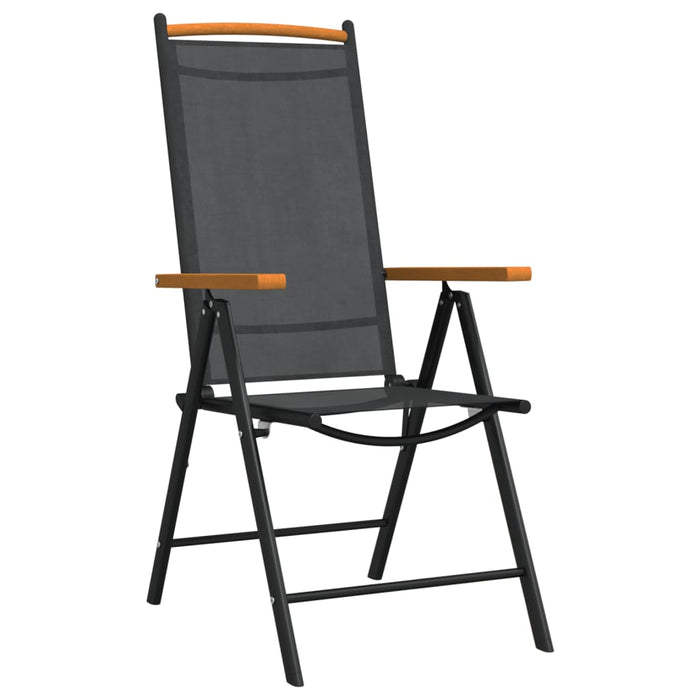 Set mobilier pentru grădină, 7 piese, negru și maro, aluminiu WALTI