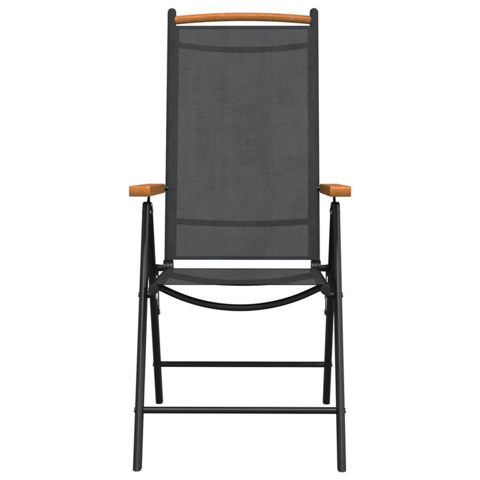 Set mobilier pentru grădină, 7 piese, negru și maro, aluminiu WALTI