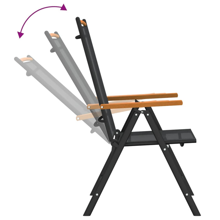 Set mobilier pentru grădină, 7 piese, negru și maro, aluminiu WALTI