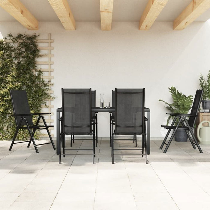 Set mobilier pentru grădină, 7 piese, negru, aluminiu - WALTI WALTI