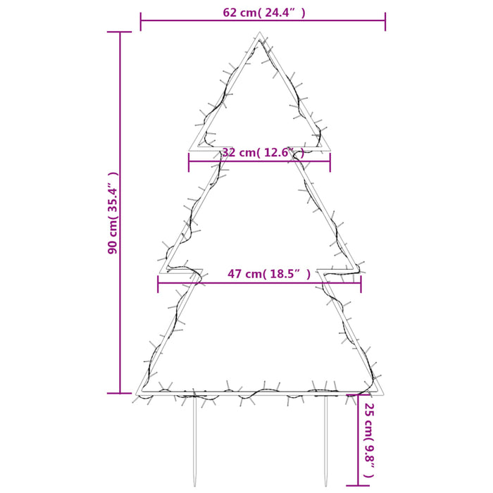 Decorațiune brad cu lumini de Crăciun cu țăruși, 115 LED, 90 cm - WALTI WALTI