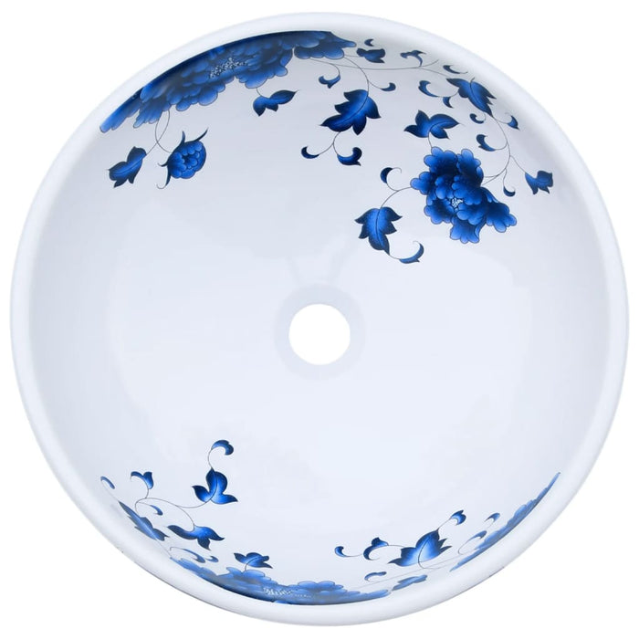 Lavoar de blat, alb și albastru, rotund, Φ41x14 cm, ceramică - WALTI WALTI