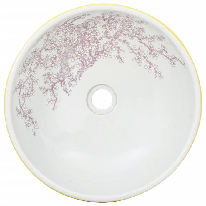 Lavoar de blat, alb și galben, rotund, Φ41x14 cm, ceramică - WALTI WALTI