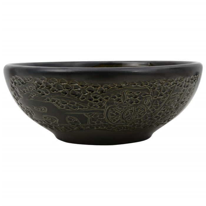 Lavoar de blat, negru, rotund, Φ41x14 cm, ceramică - WALTI WALTI