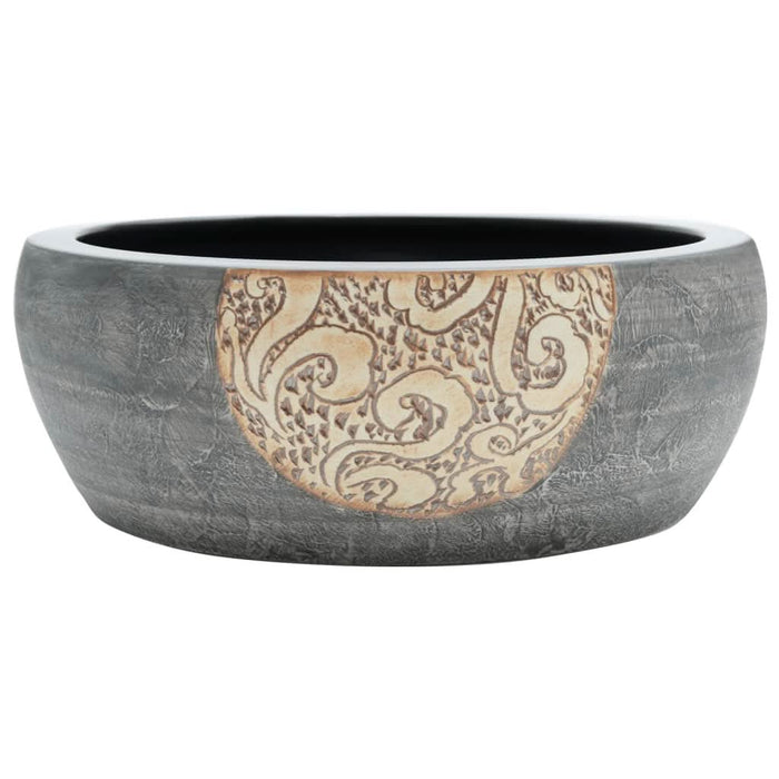 Lavoar de blat, negru și maro, rotund, Φ41x14 cm, ceramică - WALTI WALTI