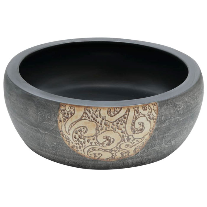 Lavoar de blat, negru și maro, rotund, Φ41x14 cm, ceramică - WALTI WALTI