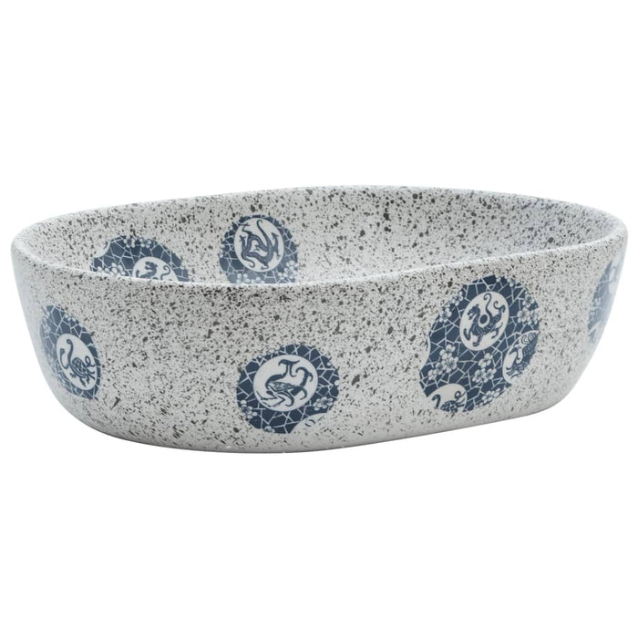 Lavoar de blat, gri și albastru, 47x33x13 cm, ceramică, oval WALTI