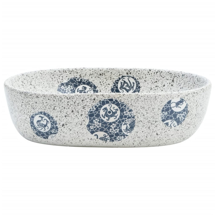 Lavoar de blat, gri și albastru, 47x33x13 cm, ceramică, oval WALTI