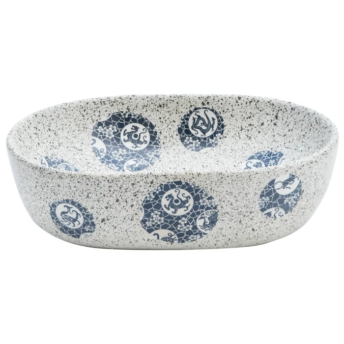 Lavoar de blat, gri și albastru, 47x33x13 cm, ceramică, oval WALTI