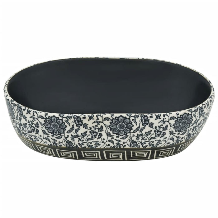 Lavoar de blat, negru și albastru, 47x33x13 cm, ceramică, oval - WALTI WALTI