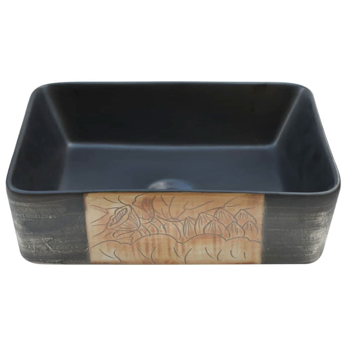 Lavoar de blat negru/maro 46x35,5x13 cm, ceramică, dreptunghi - WALTI WALTI
