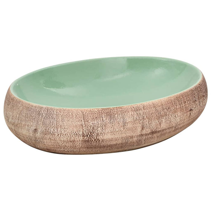 Lavoar de blat, verde și maro, 59x40x15 cm, ceramică, oval - WALTI WALTI