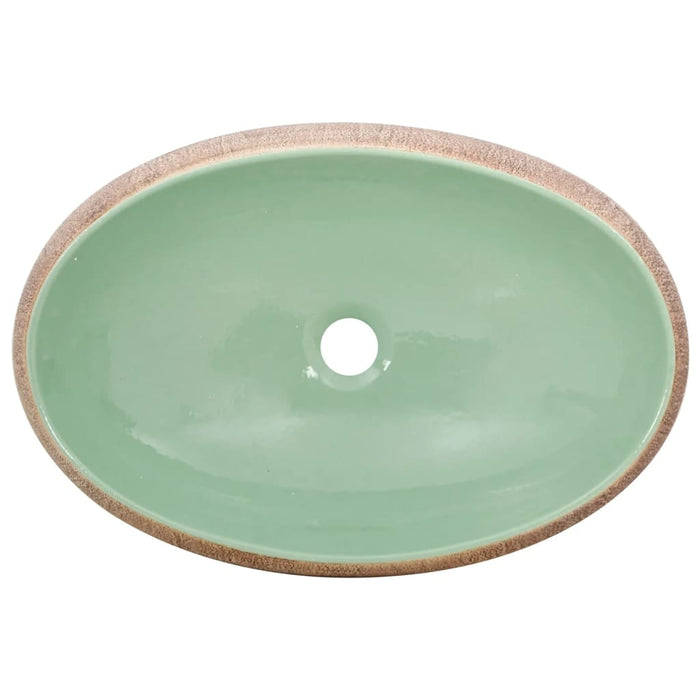 Lavoar de blat, verde și maro, 59x40x15 cm, ceramică, oval - WALTI WALTI