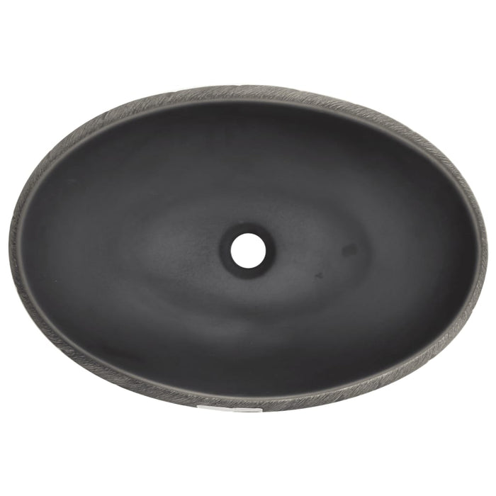 Lavoar de blat, negru și gri, 59x40x15 cm, ceramică, oval WALTI