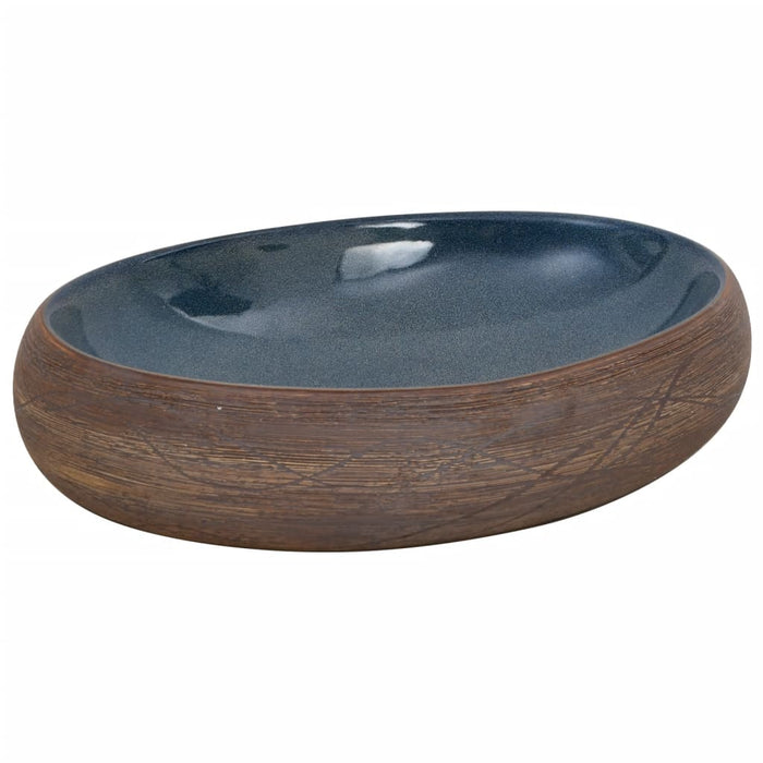 Lavoar de blat, maro și albastru, 59x40x15 cm, ceramică, oval - WALTI WALTI