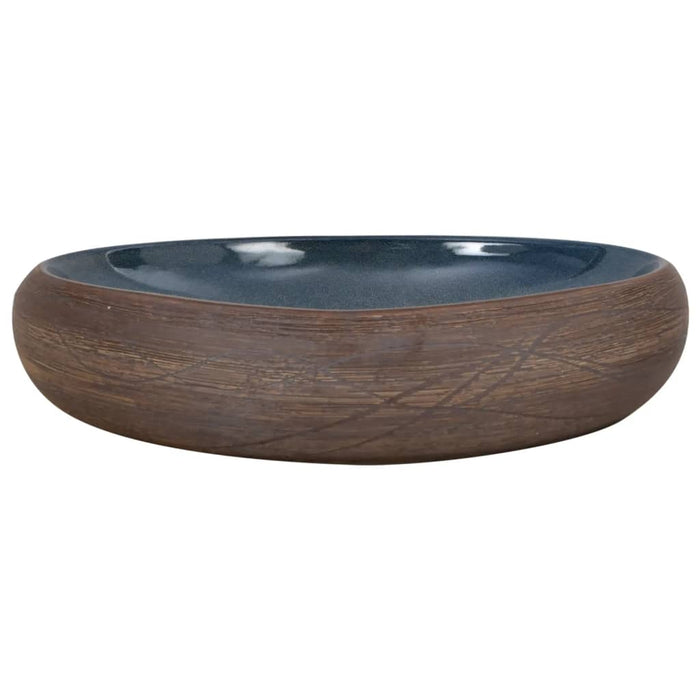 Lavoar de blat, maro și albastru, 59x40x15 cm, ceramică, oval - WALTI WALTI