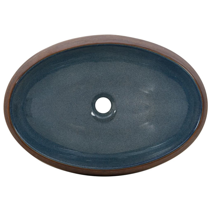 Lavoar de blat, maro și albastru, 59x40x15 cm, ceramică, oval - WALTI WALTI