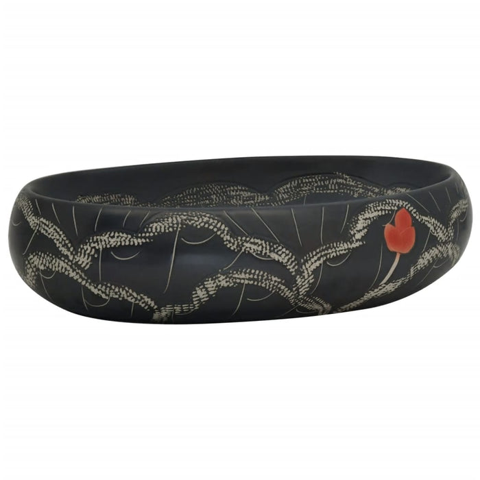 Lavoar de blat, negru, 59x40x15 cm, ceramică, oval WALTI