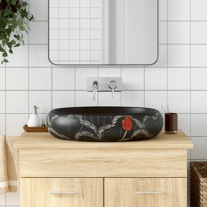Lavoar de blat, negru, 59x40x15 cm, ceramică, oval WALTI