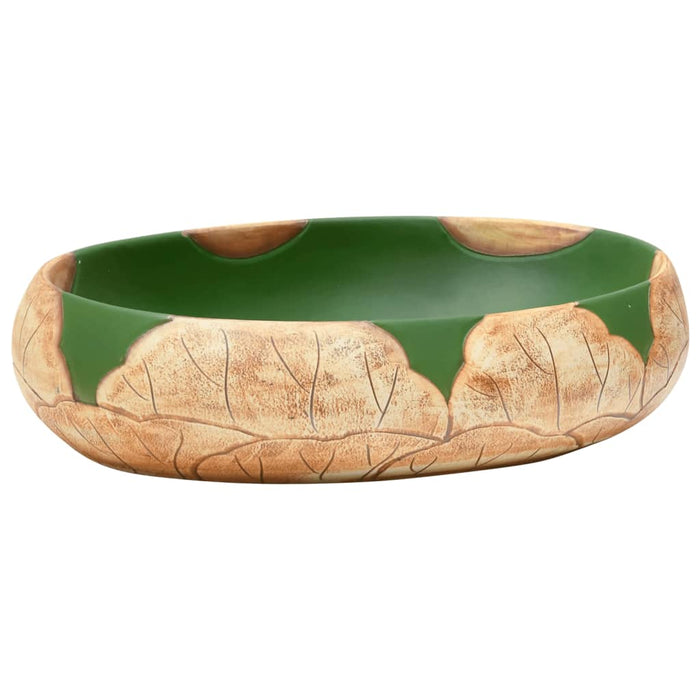 Lavoar de blat, verde și maro, 59x40x15 cm, ceramică, oval - WALTI WALTI