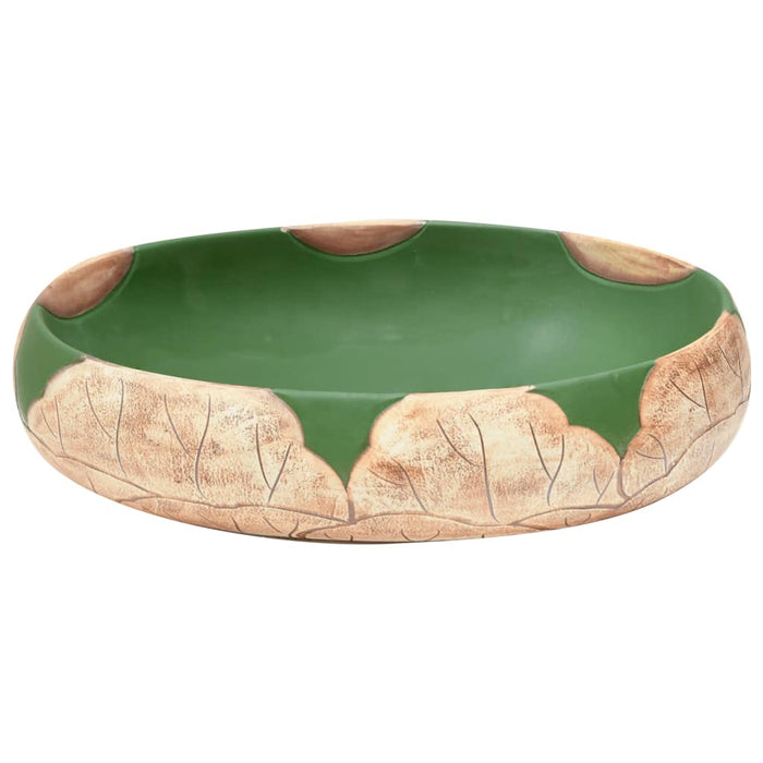 Lavoar de blat, verde și maro, 59x40x15 cm, ceramică, oval - WALTI WALTI