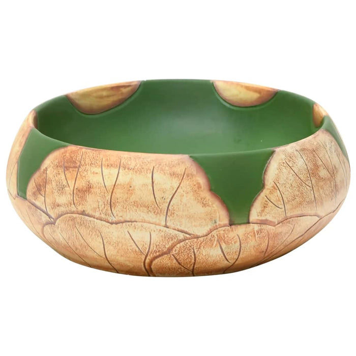 Lavoar de blat, verde și maro, 59x40x15 cm, ceramică, oval - WALTI WALTI