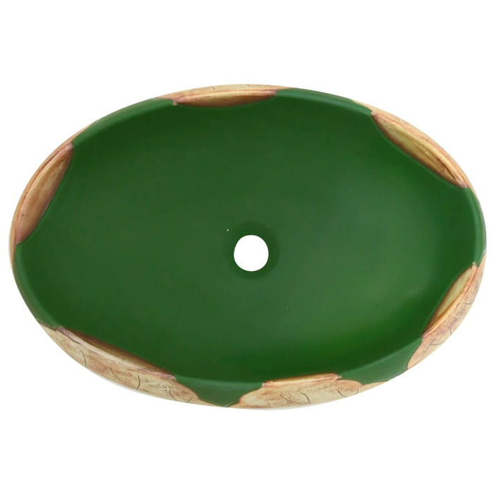 Lavoar de blat, verde și maro, 59x40x15 cm, ceramică, oval - WALTI WALTI