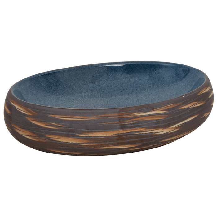 Lavoar de blat, maro și albastru, 59x40x15 cm, ceramică, oval - WALTI WALTI